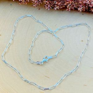 Solid Paperclip Sterling Silver Chain Necklace